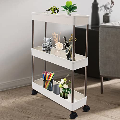 YNAADYH Apothekerschrank Küche 12cm, Regal 12cm Tief,38X12X62Cm Küchenwagen Schmal Nischenwagen Nischen Ordnungswagen Nischenregal Regal Schmal Nischenrollwagen