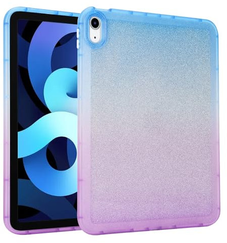 UUcovers Coque pour iPad Pro 12,9 6e/5e/4e/3e génération (2022/2021/2020/2018) légère à paillettes transparentes et souples en TPU souple antichoc coque en silicone dégradé mat, bleu et violet