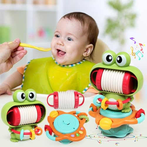 BelleStyle Juguetes con Ventosa para La Trona, Juguetes Sensoriales Bebé 6-12 Meses, Sonajero con Música y Sonidos Montessori Juguetes 1 Año, Habilidades Motoras Regalo para Niña Niño 7 8 9 11 Meses