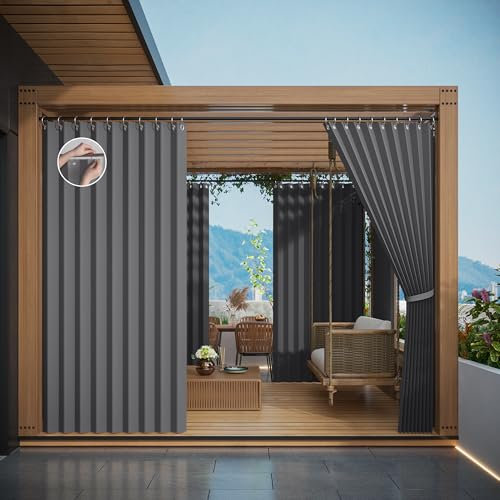 StangH Blackout Accordion Door Curtain for Room Divider, Sliding Door Thermal Insulated Folding Curtain for Bathroom Laundry with Tieback and Hooks, Grey, W50 x L80, 1 Panel