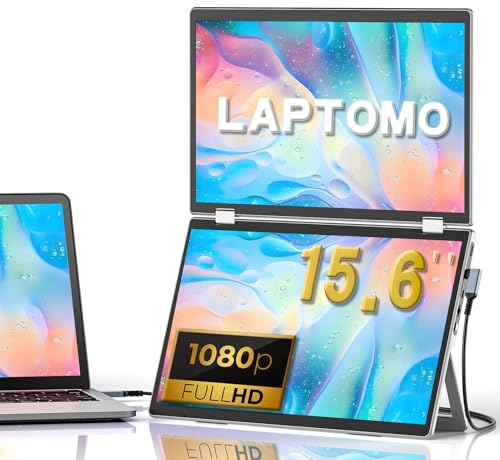Laptop Screen Extender, 15.6 M2 Dual Monitor Portable Monitor for Laptop, Dual Tragbarer Monitor Extender, VESA, 180° Rotation, Compatible with PC Mac Windows, Plug and Play