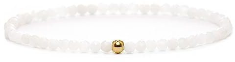 Echtes Mondstein Edelstein Armband mit facettierten 3mm Perlen - verschiedene Längen - Heilstein Schutzstein Edelsteinarmband Glücksbringer Talisman Geschenk (Mondstein, 16CM)