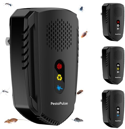 PestoPulse 2025 Ultrasonic Pest Repeller, 4 PCS Mouse repellent, 3 Model Repeller Plug in Pest Control, Efficient Against Mice Rat Mosquitoes Spider Cockroach Moths Ants Etc Harmless to Pets Human