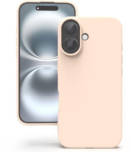 YATWIN Silicone Case for iPhone 16, Soft-Touch, Shockproof, DustProof, Antiskid Full Body Armour Phone Cover for Apple iPhone 16 - Light Pink
