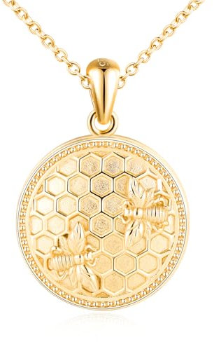 VIKILEE Animal Collier Photo Femme Fille Argent 925: Mignon Abeille Rayon de Miel Pendentif Porte Photo - Personnalisé Médaillon Collier Bijoux Tendance - Cadeau pour Maman Copine Femme Or