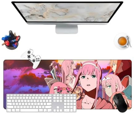 Générique The Franxx Zero Two Anime Multifunction Gaming Mauspad Tastatur Gaming Wasserdicht 800 x 300 x 3 mm und Basis aus rutschfestem Gummi, strukturierte Oberfläche (4)
