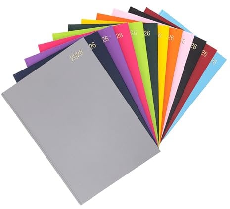 evelay Terminplaner 2026, A4, A5, ein Tag pro Seite, fester Einband, ganzjähriger Planer, Organizer, Tagebuch (A4 Seite pro Tag, Grau)