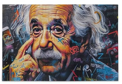 1000 Teile Puzzle Albert Einsteins Gesicht DIY Geschenk Jigsaw Puzzles mit Mesh Aufbewahrungstasche Lustig