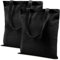 Vaktop Jutebeutel, 40x35cm Stofftasche, 2 Stück Baumwolltasche Unbedruckt, Stofftaschen zum Bemalen, Stoffbeutel Einkaufstasche mit Zwei Langen Henkeln für Sport, Shopping, Lebensmittel (Schwarz)