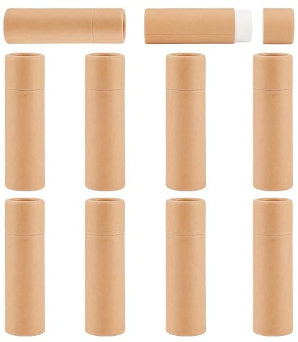 NICENEEDED 10 Stück 17g Lippenbalsamtuben Aus Pappe Leerer Brauner Lipgloss Balsamhalter Drehbare Deodorantbehälter Aus Kraftpapier Für Selbstgemachte Lippenstifte