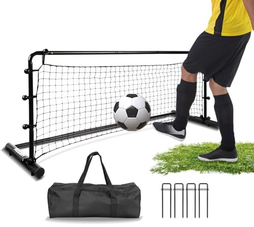 Hikeen Porta Calcio Portatile con Rimbalzo, Set Allenamento Facile da Montare per Esterno, Rete da Calcio con Effetto Rimbalzo per Tiri e Passaggi (138 x 55 cm)