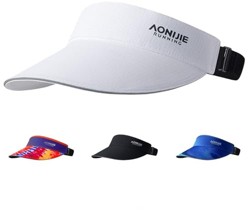Joscoal Sport Sun Visor für Damen Herren Ultralight Laufvisier Visor Cap Atmungsaktiver mit Verstellbares Kopfband Sonnenhut Baseballhut Breitkrempig Sonne Visoren für Golf Tennis Wandern,Weißer