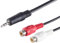 1aTTack.de 5 x 0,2 m – Negro Jack 3,5 mm a 2 x RCA hembra Cable adaptador de audio Diseño robusto Conector moldeado perfecto para altavoces HiFi Amplificador