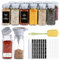 Gewürzgläser Eckig 12er Set 120ml – Gewürzdosen mit Streueinsatz, luftdichtem Schraubdeckel, Inkl. Trichter, Etiketten, Marker & Reinigungsbürste, Gewürzbehälter Glas für Küche & Schublade, SilberAlu