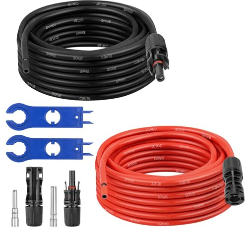XRDS -RF Solar-Verlängerungskabel, 8 AWG, 6 m, Rot und Schwarz, Solarmodul-Kabel mit Solarsteckern, PV-Draht mit Trennschlüsseln und extra männlichen/weiblichen Steckern für Wohnmobil, Wohnmobil