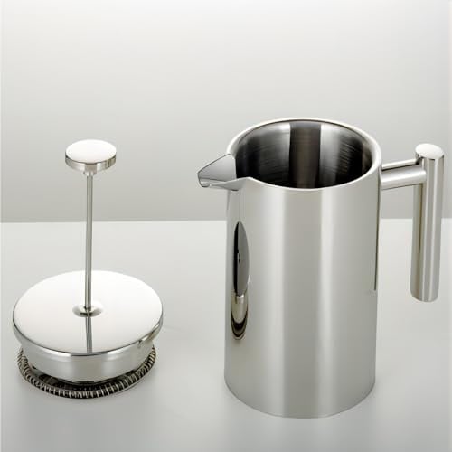 LEONEBEBE Stainless Steel French Press Coffee Maker - Portable Cafetiere 3 Cup Espresso Coffee Press - Double Wall Insulated, Triple Mesh Filter - Perfect for Home, Office, Camping & Travel (12 Oz)