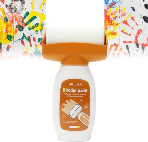 Wandfarbe Ausbessern Weiß, Wandreparatur RollbüRste, Wandfarbe Roller mit Wandreparaturpast, Ausbesserungsfarbe Wand Ausbessern Roller für Wandkratzer Graffiti Flecken Risse Beschädigte (500g)