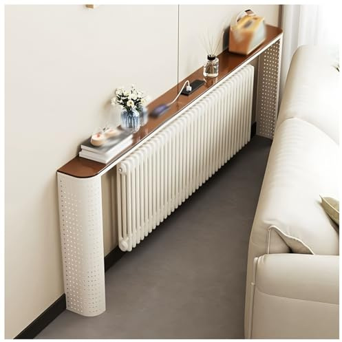Cache-radiateur En Métal, Cache-radiateur De Style Moderne Pour La Maison, Avec Plateau Et Grille, Convient Pour La Chambre, Le Salon, Le Canapé, Le Radiateur De Chevet.(White-b,160x17x88 cm)