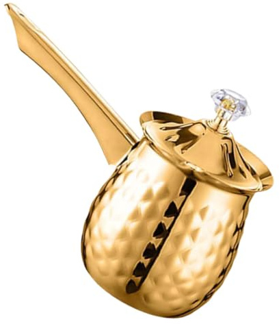 Kaffeekanne 400ml Edelstahl Gold, Vintage Retro Inspiriert, Herdplatte | Türkische Mokkatassen, Kanne für Türkischen Kaffee, Wärmespeicher, Herdplatte, 1 Stück