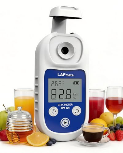 LAFMATE Rifrattometro brix 0-95% ±0,2%, Rifrattometro Digitale con ATC, IP65 Rifrattometro brix per Miele, Succo, Vino & Home Brewing,BM-101