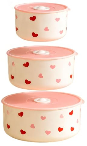 Boîte à lunch en Céramique, Boîte ronde avec Couvercle, ensemble de 3 boîtes à lunch blanches, étanches et hermétiques, Adaptées à toutes sortes d'aliments, fruits, Peut être utilisé au micro-ondes