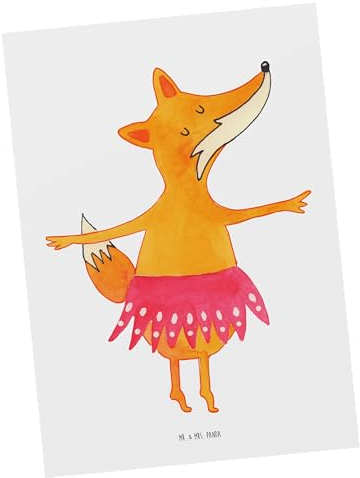 Mr. & Mrs. Panda Postkarte Fuchs Ballerina - Geschenk, Geschenkkarte, Ansichtskarten, Tanzen, Fuchs Spruch, Geburtstag, Geburtstagskarte, Tänzer,