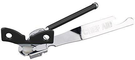 Chef Aid Traditional Design Can Opener with Butterfly Twist and intergrated Bottle Opener on Handle, Everyday Basic with Retro Style