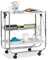 Relaxdays Camarera Plegable para Cocina con 4 Ruedas, Cesto de Rejilla y 2 Baldas, Acero, Blanco, 68,5 x 68 x 40,5 cm