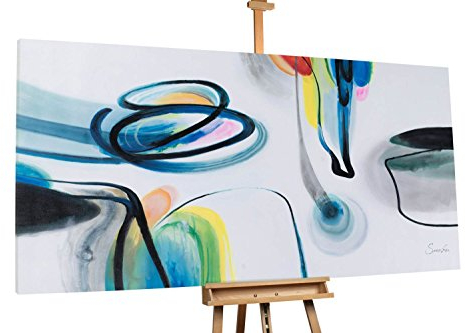 KunstLoft® XXL Gemälde 'Schwung des Tanzes' 200x100cm | original handgemalte Bilder | Abstrakt Kreis Schwarz Bunt | Leinwand-Bild Ölgemälde einteilig groß | Modernes Kunst Ölbild