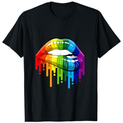 LGBT Regenbogen Kussmund TeePride Gay CSD Geschenk T-Shirt