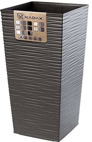KADAX Elegante Vaso Alto per Piante da Interno ed Esterno Decorativo, Grande Fioriera in Plastica per Giardino e Balcone (Grafite, Irregolare, 36 cm)