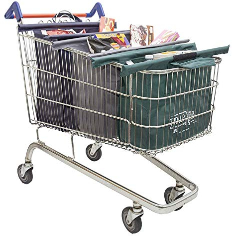 Trolley Bags for shopping Trolley, Pack of 3 Style Collection Midi Bags, Hang in Trolley for Easy Packing, Heavy Duty Reusable Fabric Foldable Bag Organiser for Grocery Food Shopping