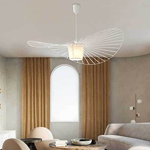 TJSC Vertigo Lampe Weiß 140cm Vertigo Pendelleuchte Wohnzimmer, E27 LED Kronleuchter Retro Vertigo, Glasfiberstahl + Polyurethan Vintage Hut Hängeleuchte, Modern Kronleuchter Höhenverstellbar