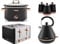 Tower Cavaletto 1.7L 3KW Pyramid Kettle, 4 Slice 1800W Toaster, 3.5L Slow Cooker & Set of 3 Tea, Coffee, Sugar Canisters in Black & Rose Gold. Contemporary Matching Set of 6 Kitchen Items