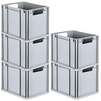 PROREGAL SuperSparSet 5x Eurobox NextGen Economy | Griffe offen |HxBxT 32x30x40cm | 30 Liter | Eurobehälter, Transportbox, Transportbehälter, Stapelbehälter