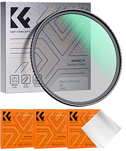 K&F CONCEPT Nano-Klear 58mm Filtro Black Diffusion 1/4, Filtro Black Mist 1/4 Ultrasottili in Vetro Ottico con Nano Rivestimento con 3Pcs Panno di Pulizia