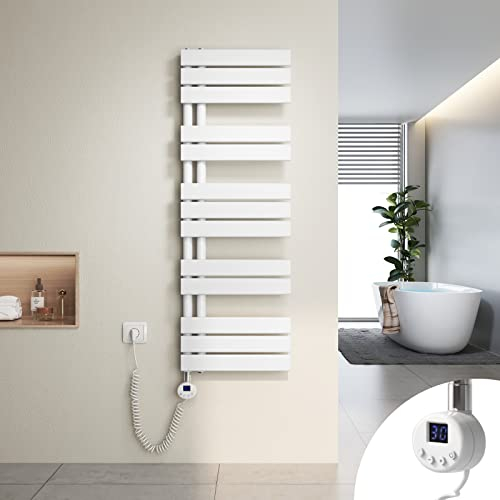 Heilmetz Badheizkörper Elektrisch Heizkörper Bad mit Digitalem Thermostat Handtuchheizkörper mit Timer-Funktion 1176x400mm 600 Watt für Badezimmer/Wohnzimmer