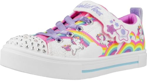 Skechers Mädchen Twinkle Sparks Jumpin' Clouds Sneakers, White Synthetic Multi Trim, 27 EU