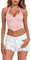EVELIFE Camiseta corta para mujer, sexy, cuello halter, cuello halter, sin mangas, corsé para mujer, camisola de verano, rosa, L