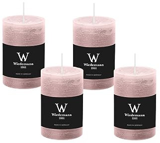 4er Set Adventskranzkerzen Rustik Marble Kerzen durchgefärbt mit Abbrandschutz Rosé 90 x 58 mm