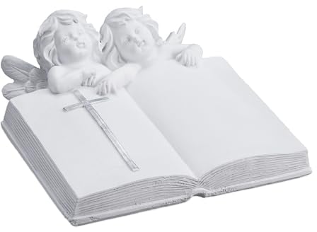 Relaxdays Décoration pour Tombe, Pierre Artificielle, résiste aux UV, au Gel, aux intempéries, HLP 10x20x20 cm, Blanche