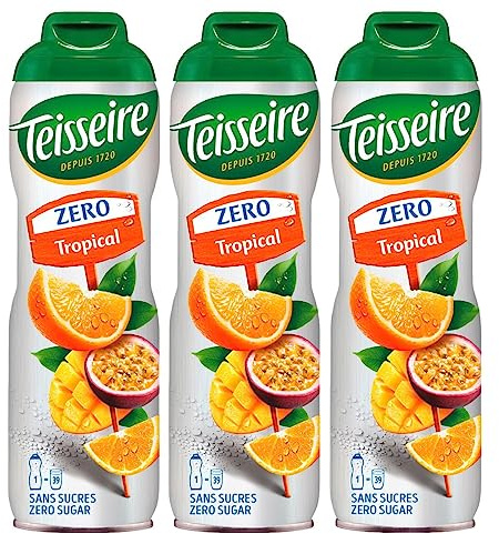 Teisseire Sirup Tropical zero Zucker 600ml - Cocktails, Milchshakes (3er Pack)