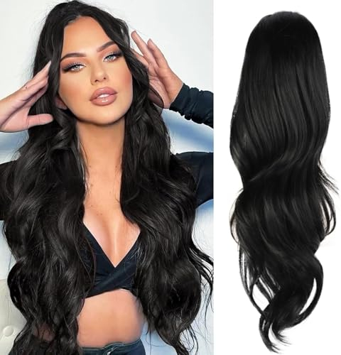 Pferdeschwanz Extensions Ponytail Extension Schwarz Lang Gewickelt Haarteil Natürliches Kunsthaar Haar Haarverlängerunge Extensions für Damen Ponytail ca.60cm VD120A