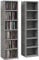 HOMCOM 204 CD Media Display Shelf Unit Set of 2 Blu-Ray Tower Rack w/Adjustable Shelves Bookcase Storage Organiser, High Gloss Grey