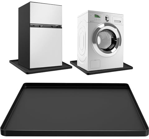 ohbien Mini Fridge Silicone Mat, 23.62x23.62in Under Refrigerator Mat with Raised Edges Washable Washing Machine Drip Tray Refrigerator Floor Protector Mat Prevent Water Leakage and Floor Damage