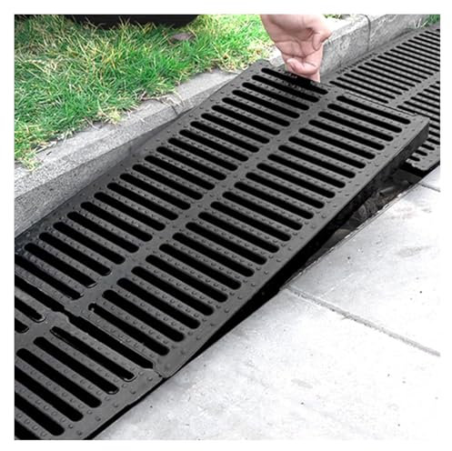 MMDXDLX Entwässerungsrinne Ablaufgitter for Schulhof/Hofzaun/Auffangbecken/Küchenzeile/Gewerbeboden, Schwarze Ablaufgitterplatte(600x400x40MM)