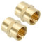 PATIKIL Acoplador NPT de latón de 1/2 x 1/2, paquete de 2 acoplamientos hembra hexagonales para tuberías de fontanería doméstica, bases de cabezales de ducha, color dorado