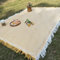 Whakano Picknickdecke mit Fransen Stranddecke Multifunktional,Sofa Überwurfdecke,Tischdecke Abwaschbar,Couch Überwurf Sofabezug,für Wohnzimmer,Zeltlager,Picknick,Strand,Park,Gelb,180x340cm
