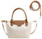 Long Keeper Kleine Crossbody Tasche für Damen Umhängetasche Kompakte Leicht Frauen Handtasche Handy Nylon Schultertasche Mit Leder Top-Griff Abnehmbarer Gurt (Beige)