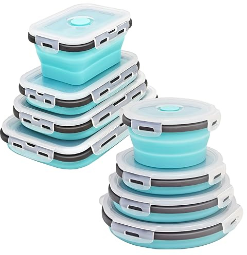Ainmvnos 8 Collapsible Food Storage Containers, Silicone Collapsible Food Storage Containers, Collapsible Food Storage Silicone, Rv Collapsible Bowls, Collapsible Storage Containers for Food Camping